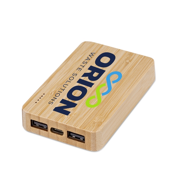 Eco-friendly wireless power bank with solid bamboo casing, 10W fast wireless... from ASI 90154 Sunjoy Group Inc