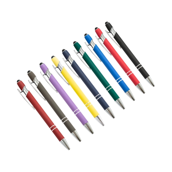 Rubberized aluminum stylus pen with a stylus tip for easy touchscreen... from ASI 37218 Athena Promo (tm)