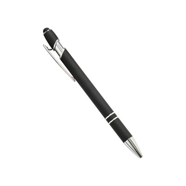 Rubberized aluminum stylus pen with a stylus tip for easy touchscreen... from ASI 37218 Athena Promo (tm)