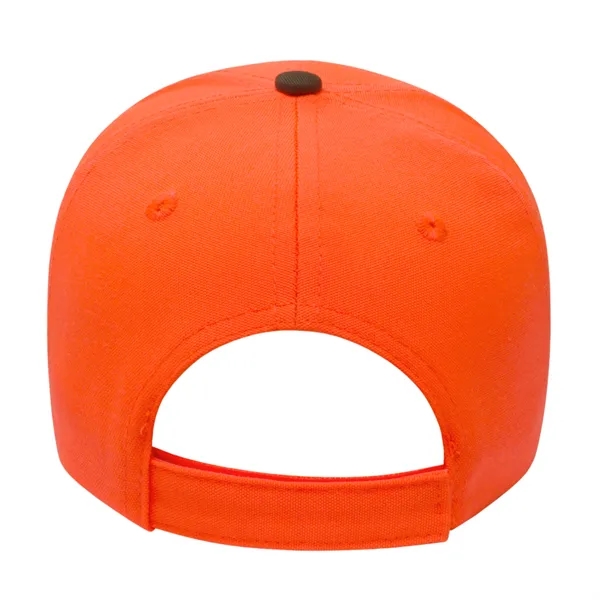 Medium profile six panel structured blaze orange cap with brown visor.... from ASI 43792 Cap America Inc