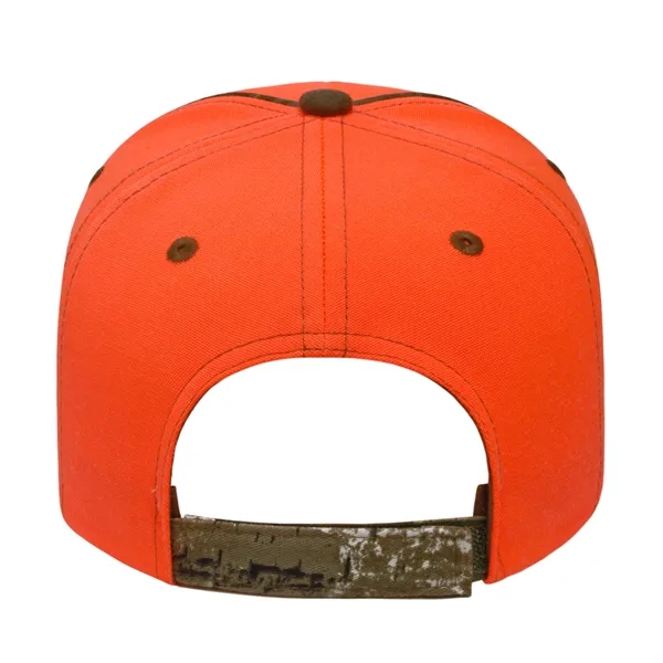 Medium profile six panel blaze orange cap with Realtree® camouflage accents... from ASI 43792 Cap America Inc