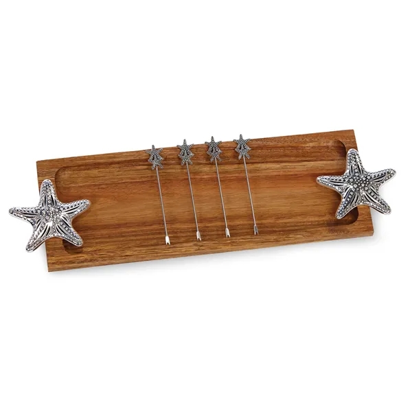 Acacia Foodie Bites Serving Tray with matching food picks.... from ASI 88675 Picnic Plus