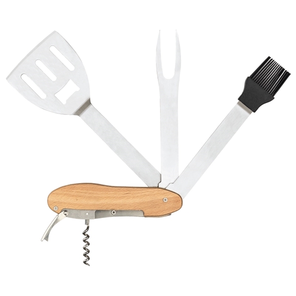 5 piece BBQ multi tool with a fold out spatula, fork,... from ASI 57655 STOPNGO Line