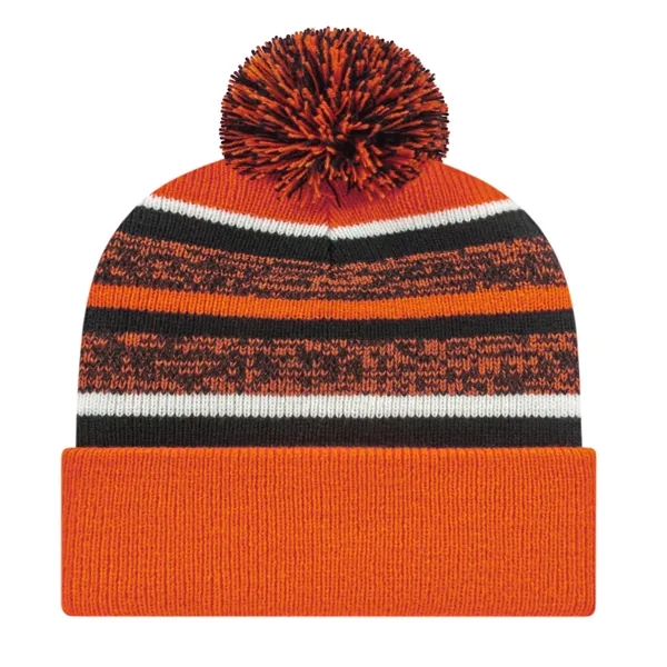 Acrylic knit cap with variegated striped polyester fleece lining, cuff and... from ASI 43792 Cap America Inc