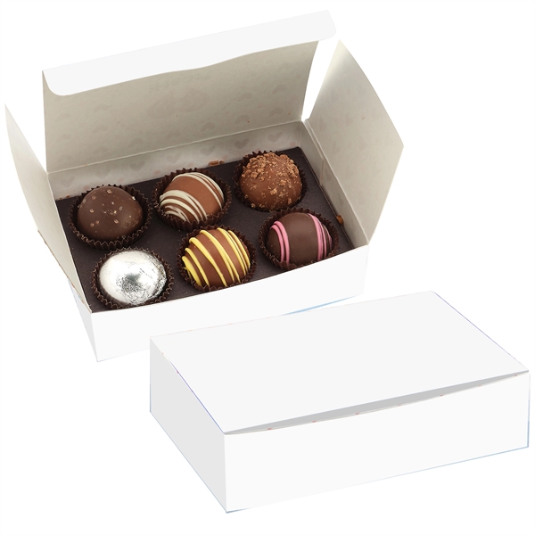 Belgian chocolate truffle boxes available in four or six piece quantities.... from ASI 71685 Midnite Snax®