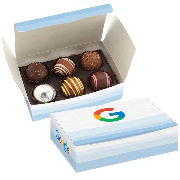 Belgian chocolate truffle boxes available in four or six piece quantities.... from ASI 71685 Midnite Snax®