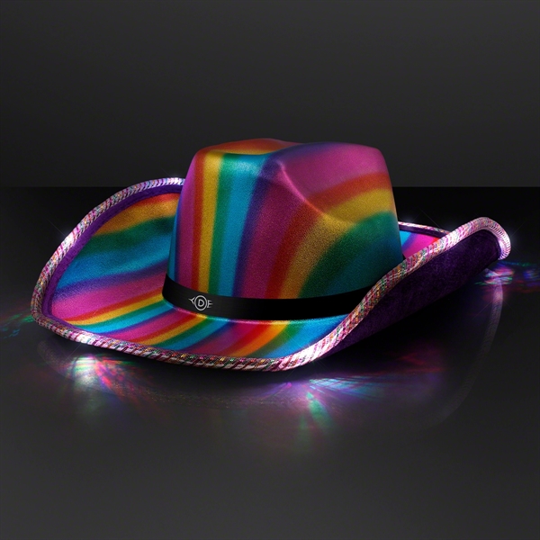 Light Up Cowboy Shiny Rainbow Hat; Blank & Imprinted Pricing... from ASI 34194 ALightPromos