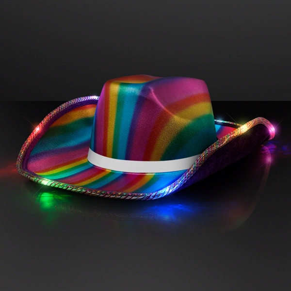 Light Up Cowboy Shiny Rainbow Hat; Blank & Imprinted Pricing... from ASI 34194 ALightPromos