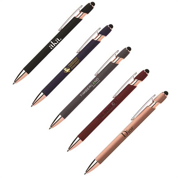 Rubberized click action stylus pen with a sleek aluminum body that... from ASI 34800 Alstar Creations