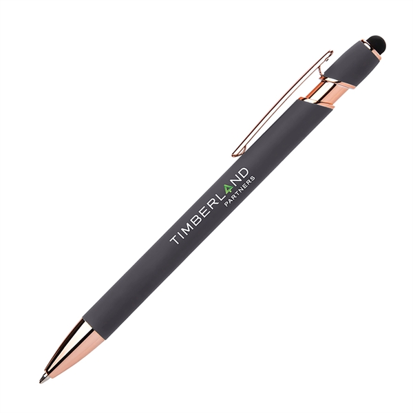 Rubberized click action stylus pen with a sleek aluminum body that... from ASI 34800 Alstar Creations