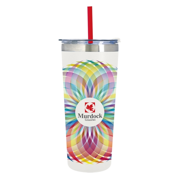 24 ounce tumbler with double-wall construction, lid, straw hole, straw and... from ASI 61125 Hit Promotional Products / Hit®