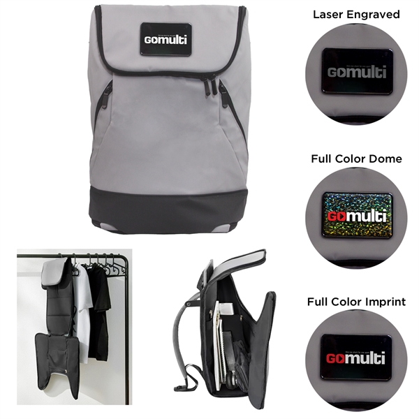 Multifunctional backpack with two front pockets, foam backing, straps, and clasps.... from ASI 57653 Gold Bond