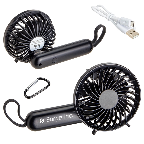 Rechargeable Hand Fan with Carabiner... from ASI 36730 Ariel Premium Supply Inc