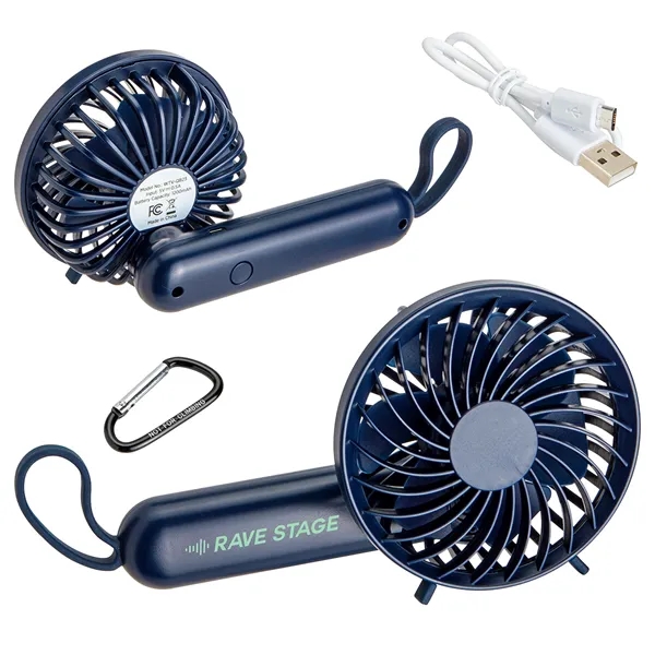 Rechargeable Hand Fan with Carabiner... from ASI 36730 Ariel Premium Supply Inc