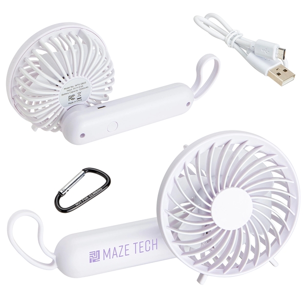 Rechargeable Hand Fan with Carabiner... from ASI 36730 Ariel Premium Supply Inc