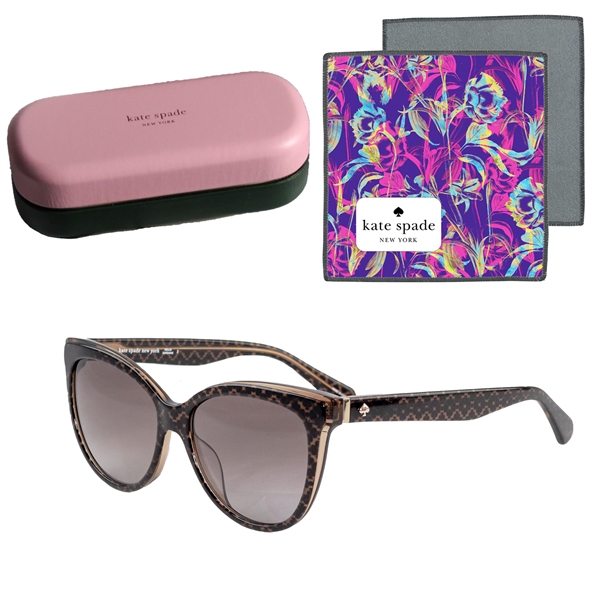 Kate Spade sunglasses kit with cat-eye shades, cleaning cloth, and carrying... from ASI 57653 Gold Bond