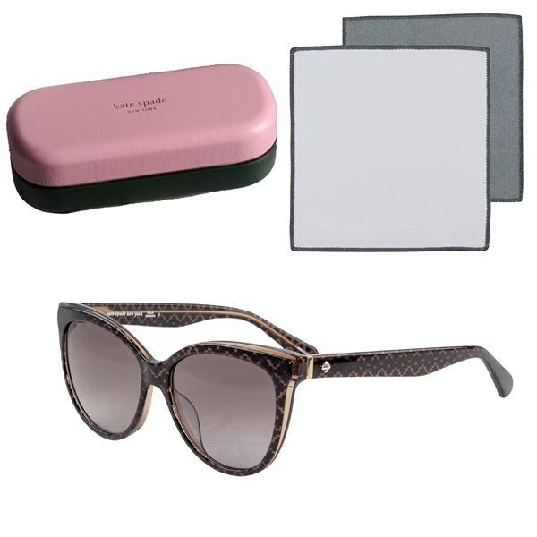 Kate Spade sunglasses kit with cat-eye shades, cleaning cloth, and carrying... from ASI 57653 Gold Bond
