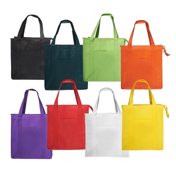 Non-woven insulated cooler bag with pocket plus 1 color silkscreen imprint... from ASI 37218 Athena Promo (tm)