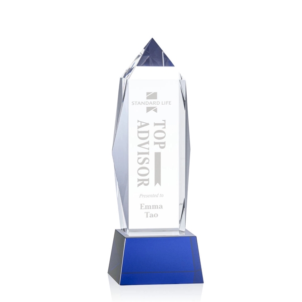 Lustrous optical crystal award with beautifully, beveled peaks and a Blue... from ASI 84592 St Regis Group / St Regis