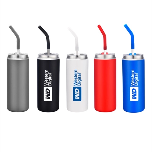 Arthur 20oz tumbler with straw. Powder coated. 18/8 stainless steel liner... from ASI 90859 Tempo Industries Inc