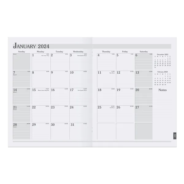 6 1/2" x 10" 14 month planner with a flexible leatherette... from ASI 50873 Drum-Line / Drum-line Inc