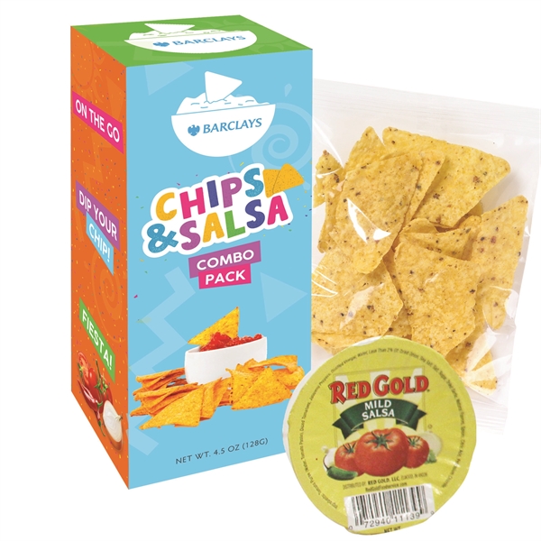 Our delicious Taco Chips paired with Red Gold® Salsa come inside... from ASI 71685 Midnite Snax®