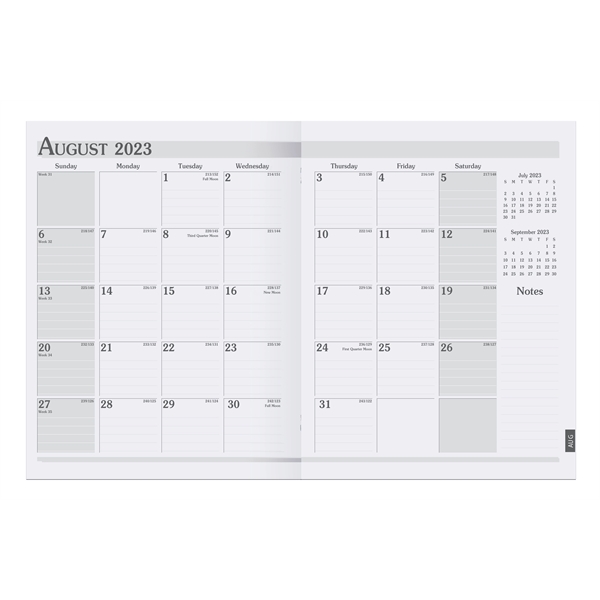 Academic flex planner with a leatherette cover or textured paper cover.... from ASI 50873 Drum-Line / Drum-line Inc