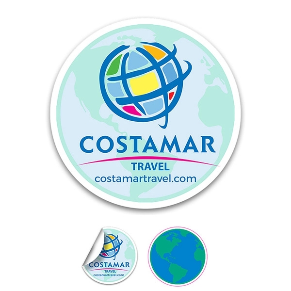 4" globe-shaped 6 mil matte vinyl CustomCut™ stickers.... from ASI 62660 Innovation Line