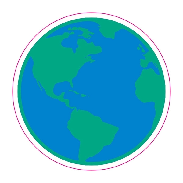 4" globe-shaped 6 mil matte vinyl CustomCut™ stickers.... from ASI 62660 Innovation Line