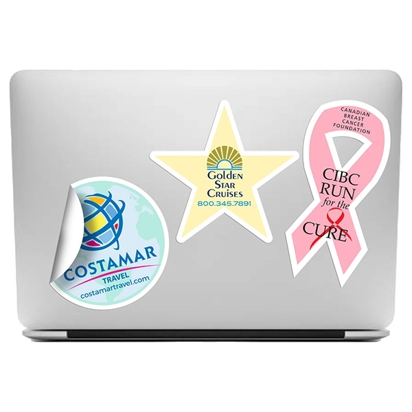 4" globe-shaped 6 mil matte vinyl CustomCut™ stickers.... from ASI 62660 Innovation Line