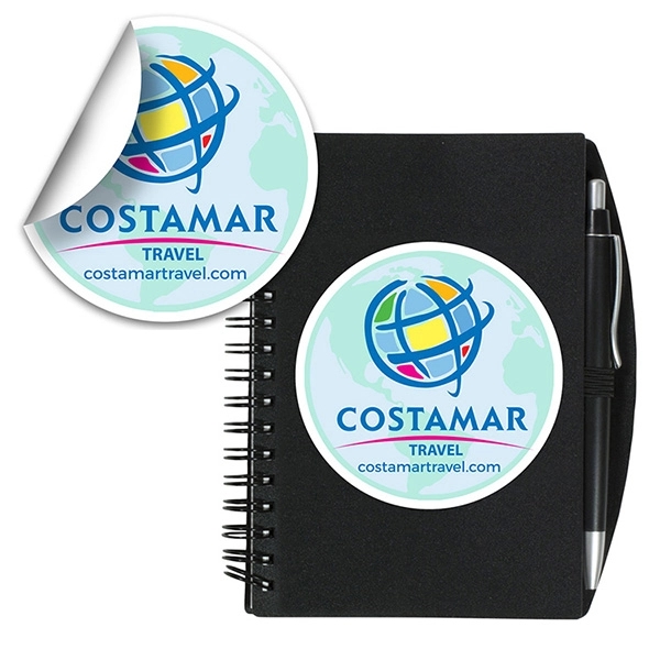 4" globe-shaped 6 mil matte vinyl CustomCut™ stickers.... from ASI 62660 Innovation Line