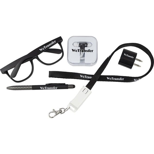 Gift set with a wall charger, 3-in-1 charging lanyard, blue blockers,... from ASI 57653 Gold Bond