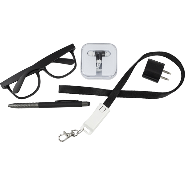 Gift set with a wall charger, 3-in-1 charging lanyard, blue blockers,... from ASI 57653 Gold Bond