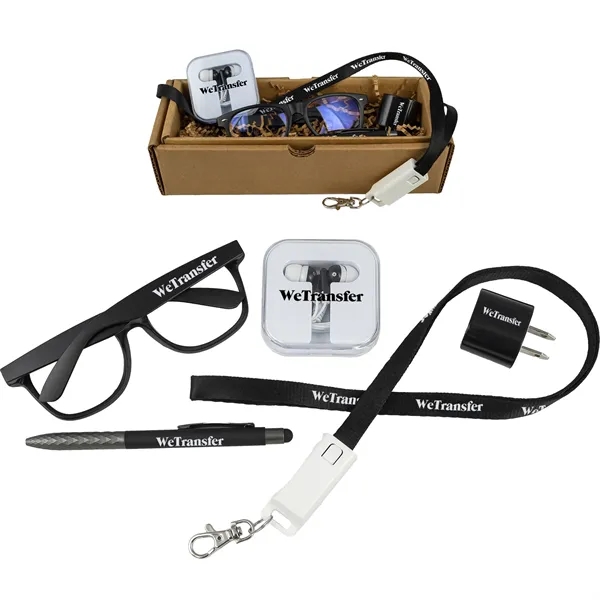 Gift set with a wall charger, 3-in-1 charging lanyard, blue blockers,... from ASI 57653 Gold Bond