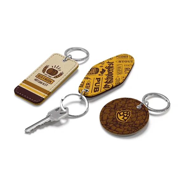 Full-color, full-bleed vegan leather keychain... from ASI 45657 Pop! Promos