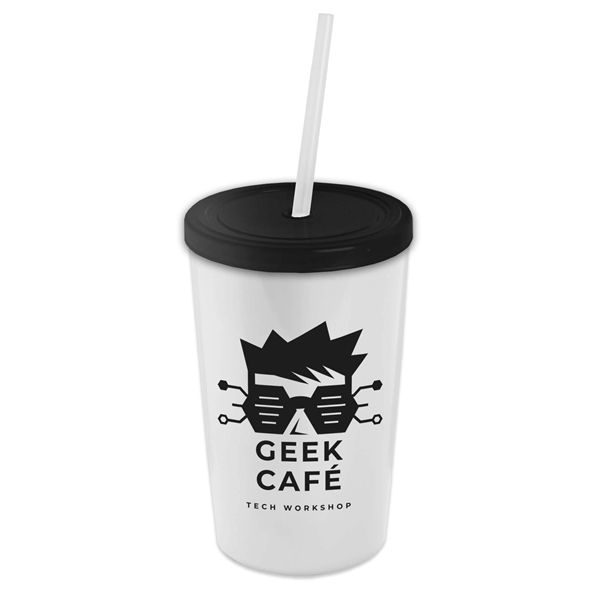 16 oz. Sentinel Acrylic Tumbler with Lid and Straw. Metallic Outer... from ASI 55990 Garyline