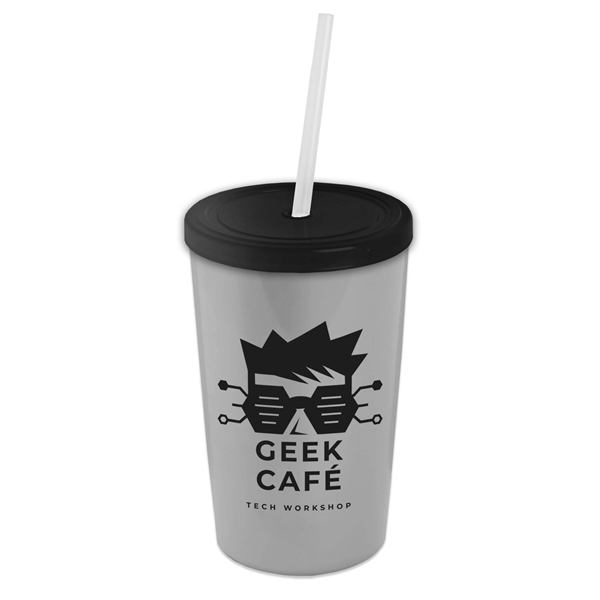 16 oz. Sentinel Acrylic Tumbler with Lid and Straw. Metallic Outer... from ASI 55990 Garyline