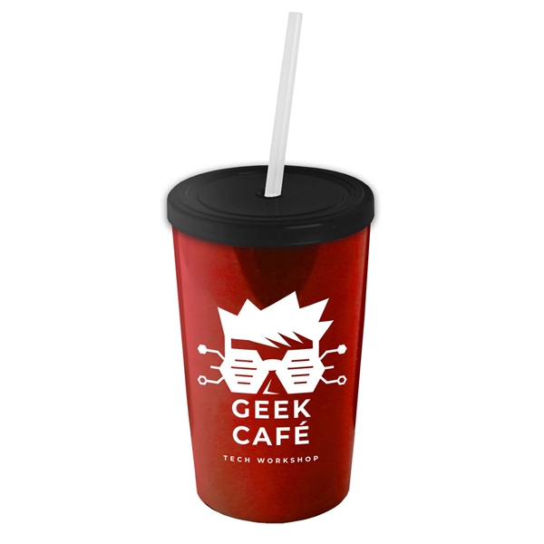 16 oz. Sentinel Acrylic Tumbler with Lid and Straw. Metallic Outer... from ASI 55990 Garyline
