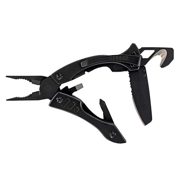 Multitool pocketknife with V-Cut Wire Cutters, strap cutter, half-fine/half serrated knife,... from ASI 61005 Hirsch Gift Inc