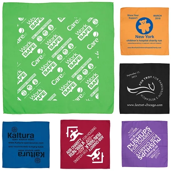 22" x 22" polyester square bandana in assorted colors.... from ASI 62660 Innovation Line