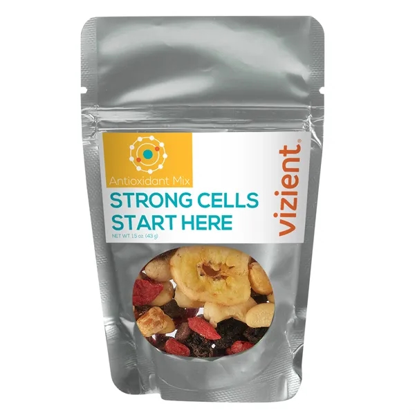 Healthy snacks in a resealable window pouch.... from ASI 71685 Midnite Snax®