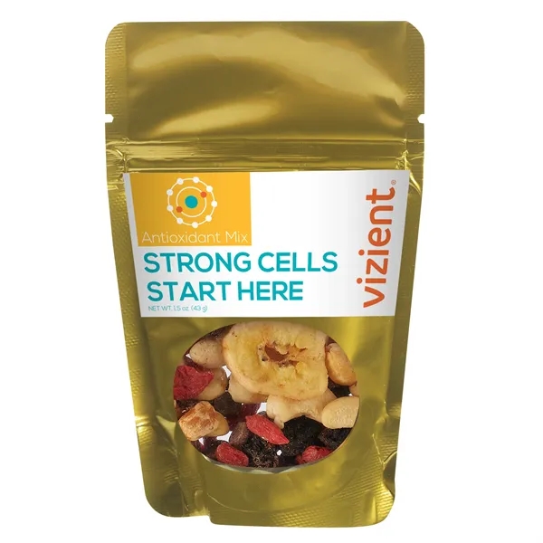 Healthy snacks in a resealable window pouch.... from ASI 71685 Midnite Snax®