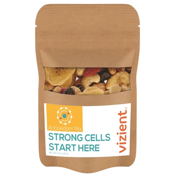 Healthy snacks in a resealable kraft window pouch.... from ASI 71685 Midnite Snax®
