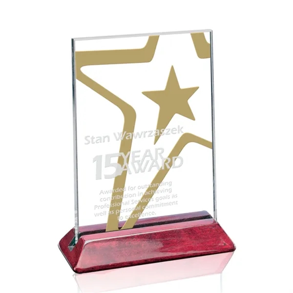 Starfire vertical award on rosewood base.... from ASI 84592 St Regis Group / Prestige Glass