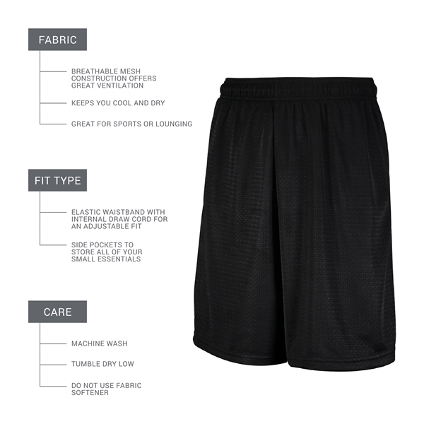 Mesh Shorts with Pockets and a 9" inseam.... from ASI 37461 Augusta Sportswear
