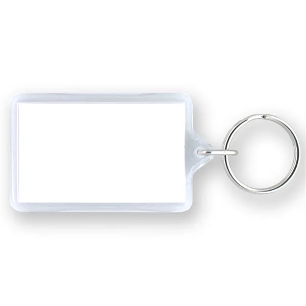 Rectangular optical grade acrylic key tag with 24mm split ring.... from ASI 93520 Ventura Inc