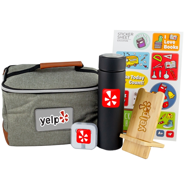 Luncheon kit with an insulated lunch bag, 16.9-ounce water bottle, 10-watt... from ASI 57653 Gold Bond
