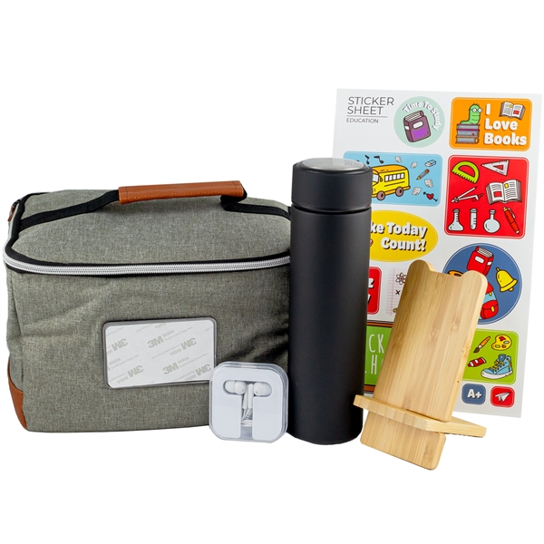 Luncheon kit with an insulated lunch bag, 16.9-ounce water bottle, 10-watt... from ASI 57653 Gold Bond