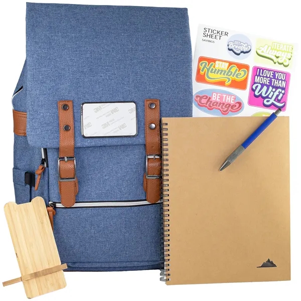 Orientation kit with a backpack, wireless charging dock, notebook, stylus pen,... from ASI 57653 Gold Bond