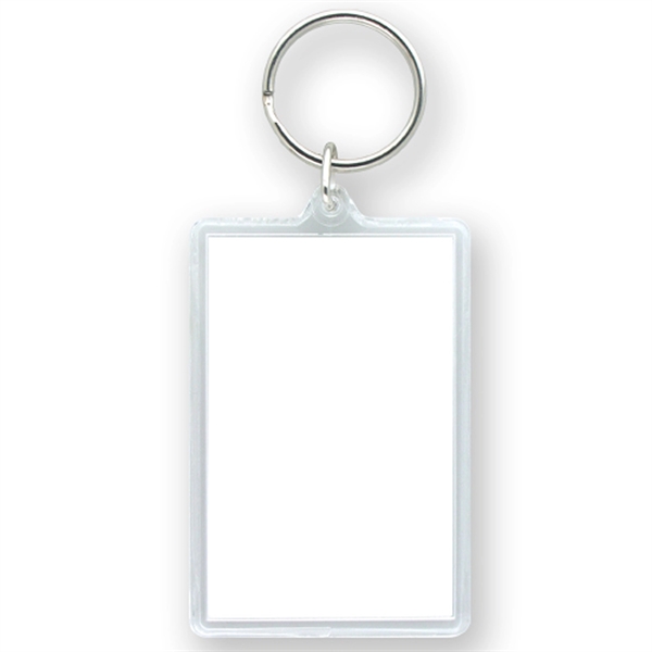 Rectangular optical grade acrylic key tag with 28mm split ring.... from ASI 93520 Ventura Inc